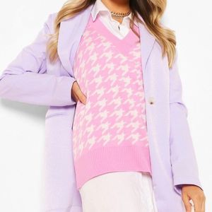BOOHOO Dogtooth Check Knitted Tank NWT